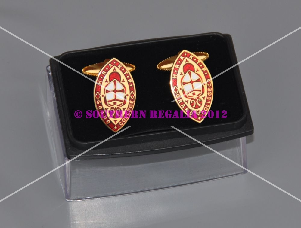 Knights Templar Priests Gold Plated & Enamel Cufflinks - Click Image to Close